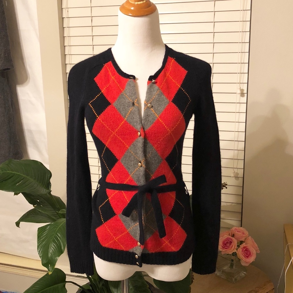 JCrew Wool Argyle Cardigan